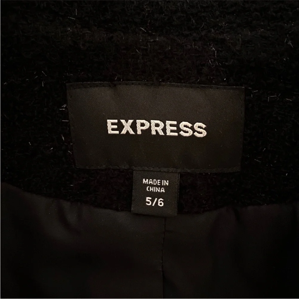 (20) Express Wool Blend Boucle Moto Jacket Black 5/6
